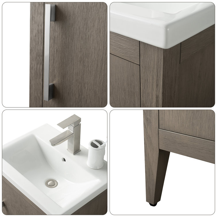 20-Inch Driftwood Gray Single Bathroom Vanity with Brushed Nickel Hardware