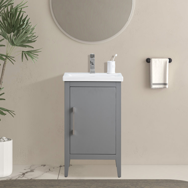 20'' Cashmere Gray Single Bathroom Vanity with Ceramic Top
