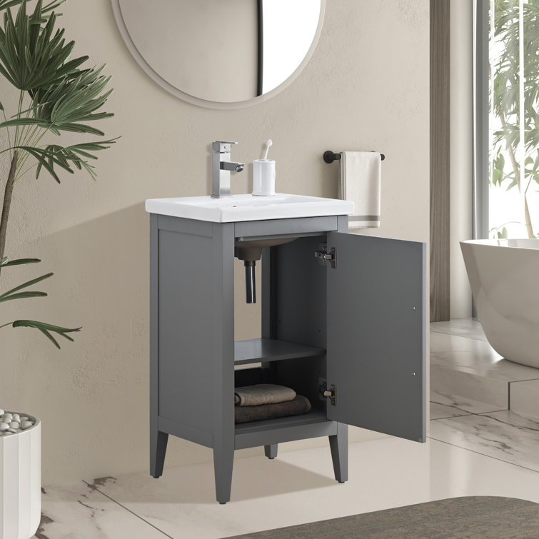 20'' Cashmere Gray Single Bathroom Vanity with Ceramic Top