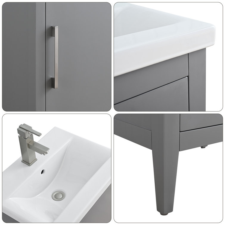 20'' Cashmere Gray Single Bathroom Vanity with Ceramic Top