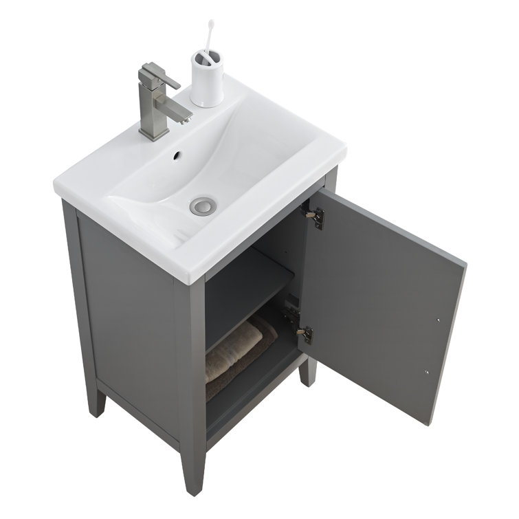 20'' Cashmere Gray Single Bathroom Vanity with Ceramic Top