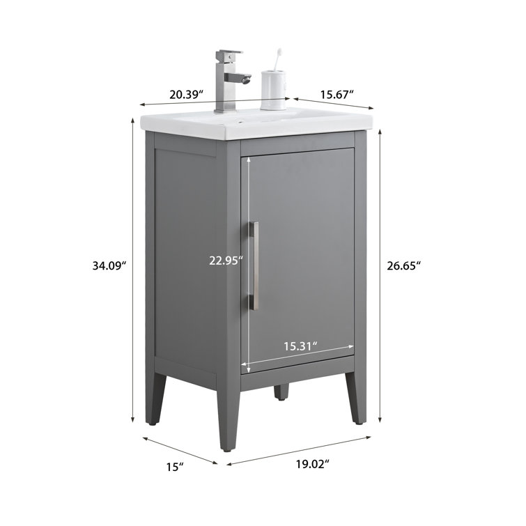 20'' Cashmere Gray Single Bathroom Vanity with Ceramic Top