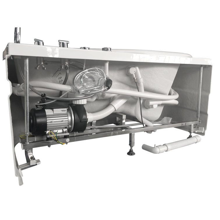White Acrylic Corner Whirlpool Bathtub with Right Drain
