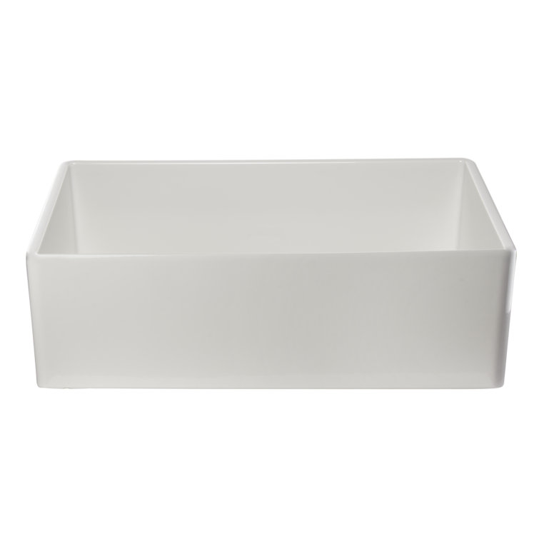 33'' White Fireclay Farmhouse Drop-In Single Bowl Sink