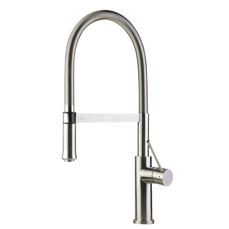 Stainless Steel Gooseneck Kitchen Faucet with Pull-out Spray