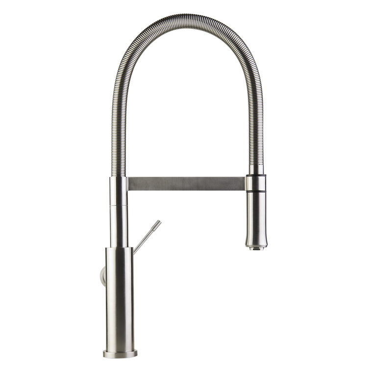 Stainless Steel Gooseneck Kitchen Faucet with Pull-out Spray