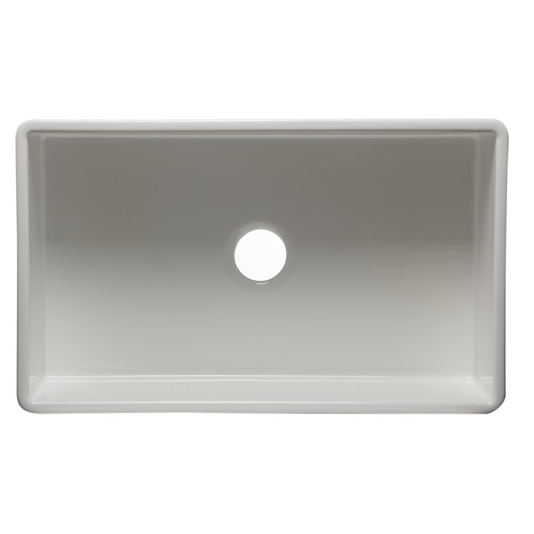 33'' White Fireclay Farmhouse Drop-In Single Bowl Sink