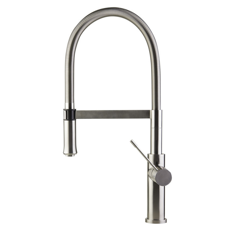 Stainless Steel Gooseneck Kitchen Faucet with Pull-out Spray