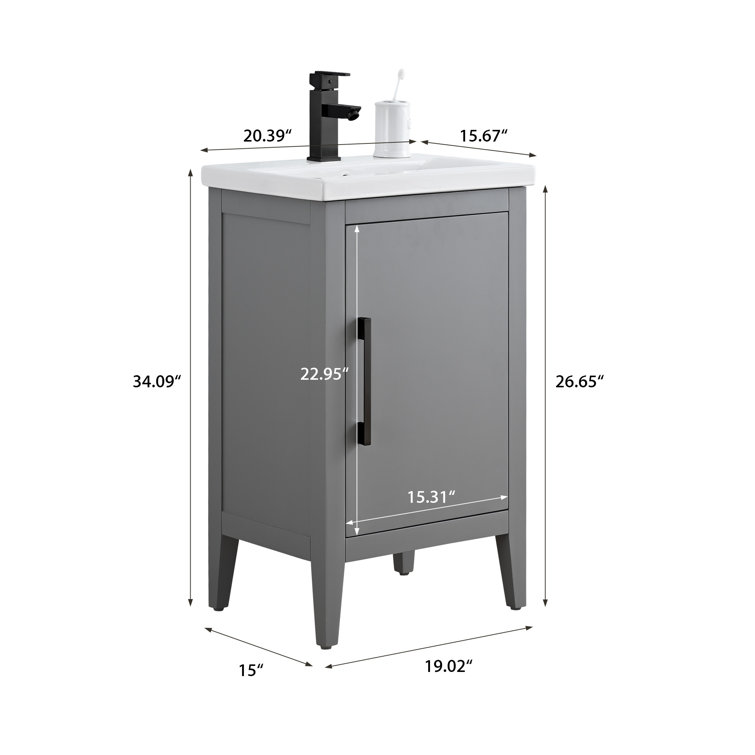 Cashmere Gray Single Bathroom Vanity with Ceramic Top and Matte Black Hardware