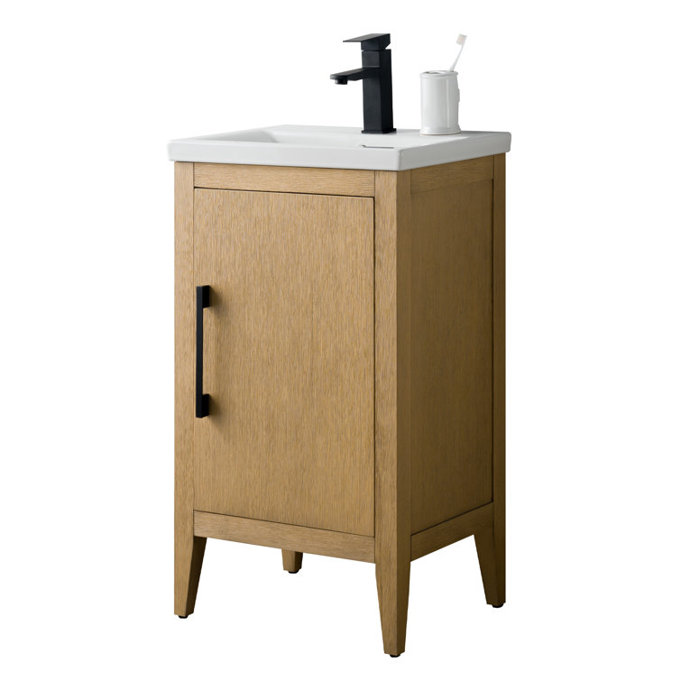 Natural Oak Single Bathroom Vanity with Ceramic Top