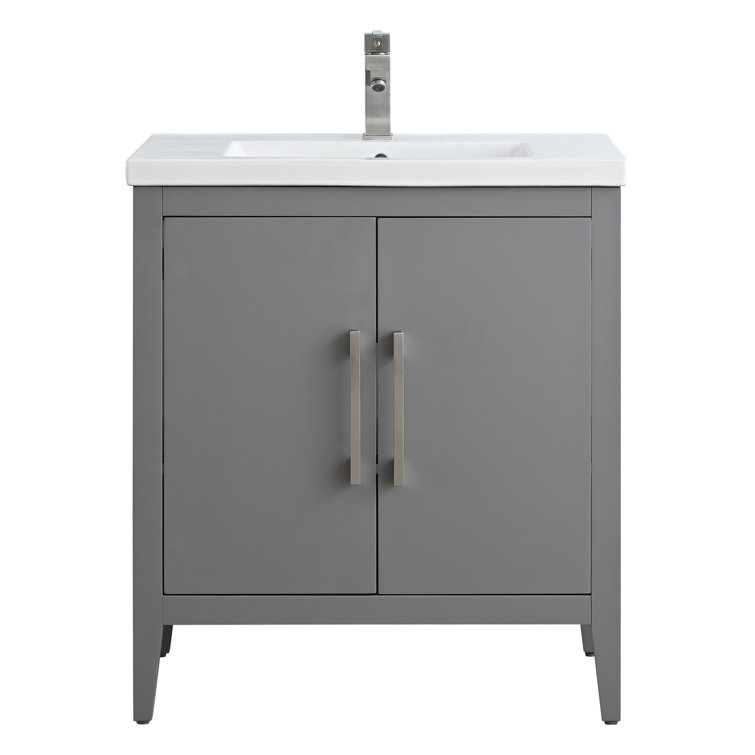 30" Cashmere Gray Single Bathroom Vanity Set with Ceramic Top