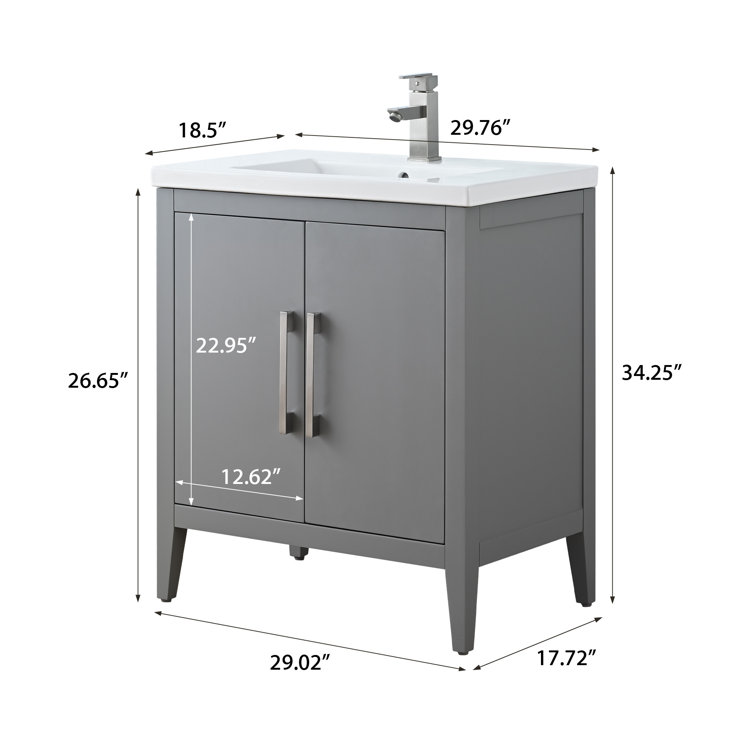 30" Cashmere Gray Single Bathroom Vanity Set with Ceramic Top