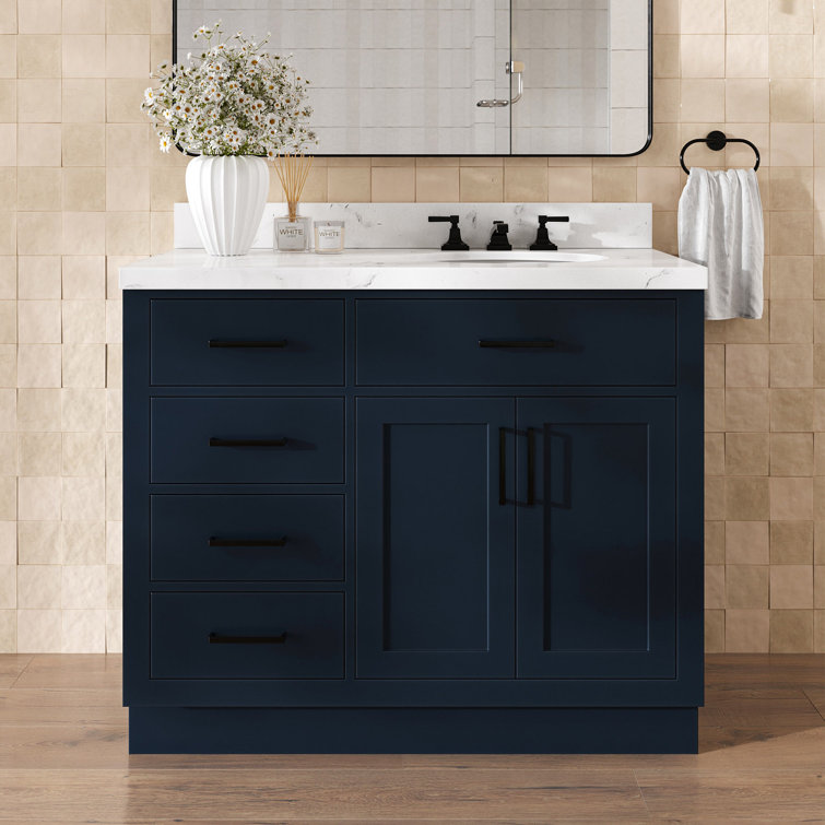 Midnight Blue 42" Freestanding Single Basin Vanity Set with Hardwood Plywood
