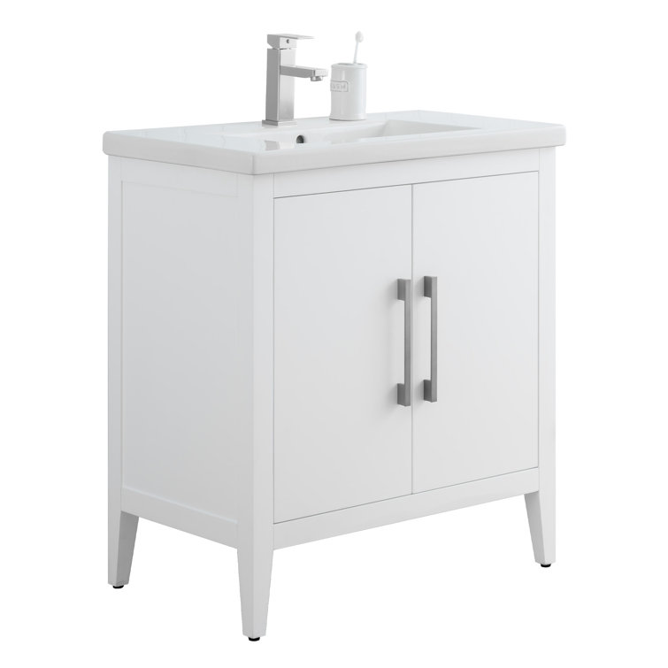 White 30" Single Bathroom Vanity Set with Brushed Nickel Hardware