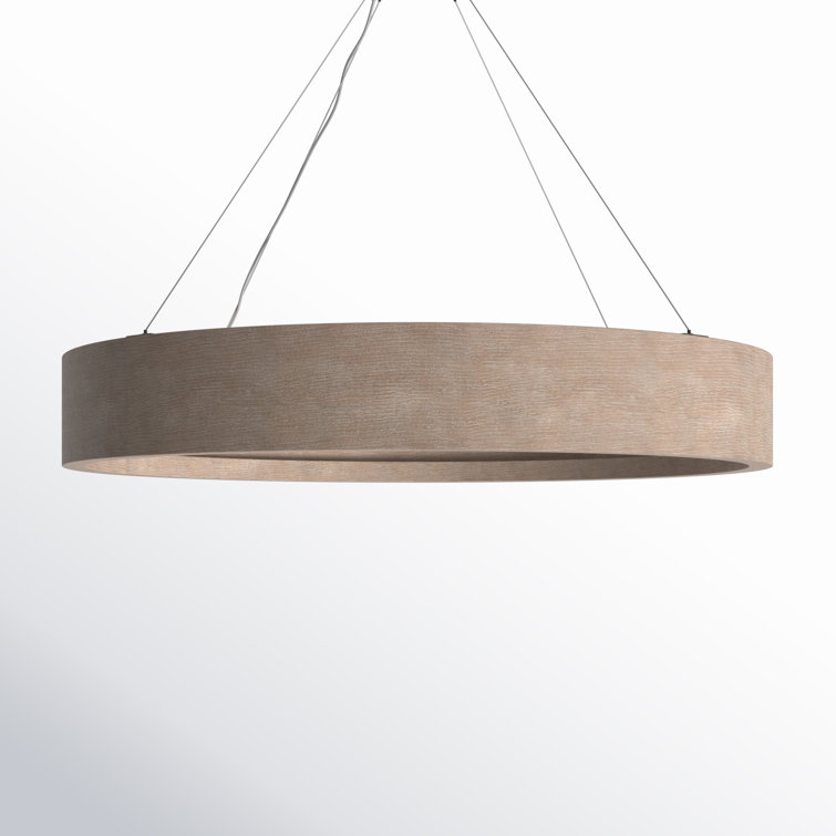 Contemporary Bronze Oak Veneer LED Chandelier 33"