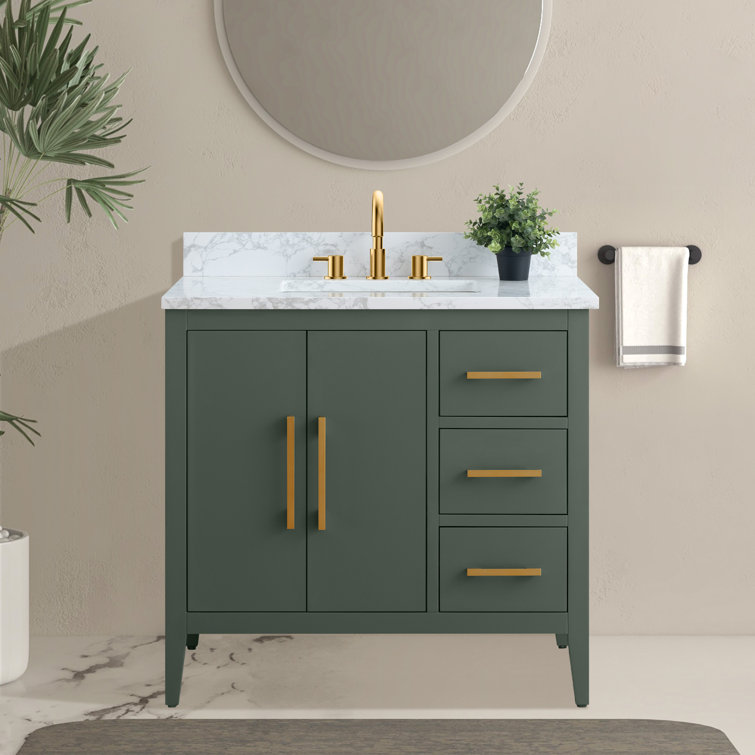 Vintage Green 36" Single Bathroom Vanity with Gold Hardware