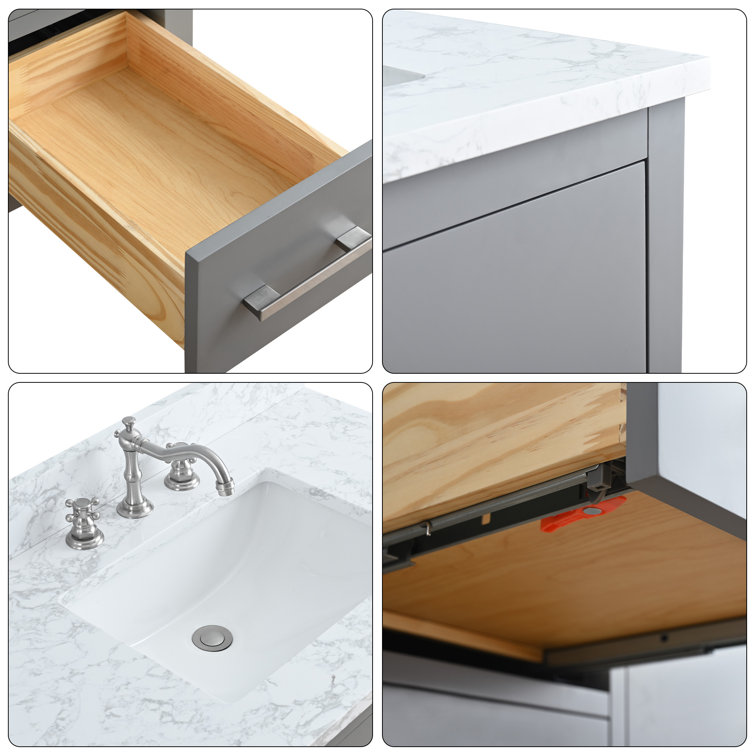 Cashmere Gray 36" Single Bathroom Vanity with Marble Countertop