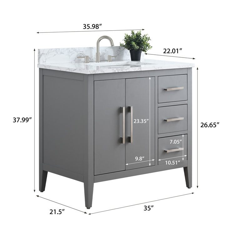 Cashmere Gray 36" Single Bathroom Vanity with Marble Countertop