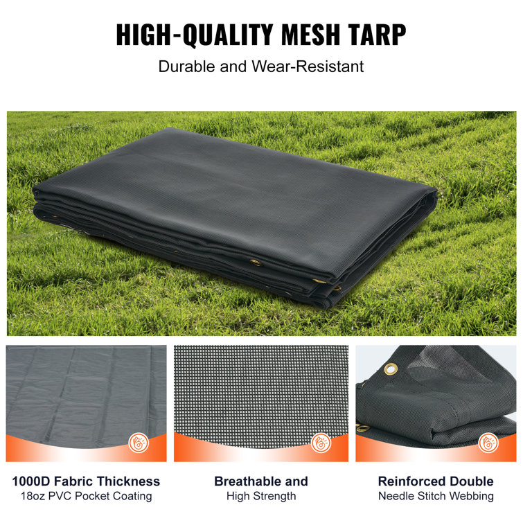 Heavy Duty Black PVC Coated Mesh Dump Truck Tarp 7 x 18 ft