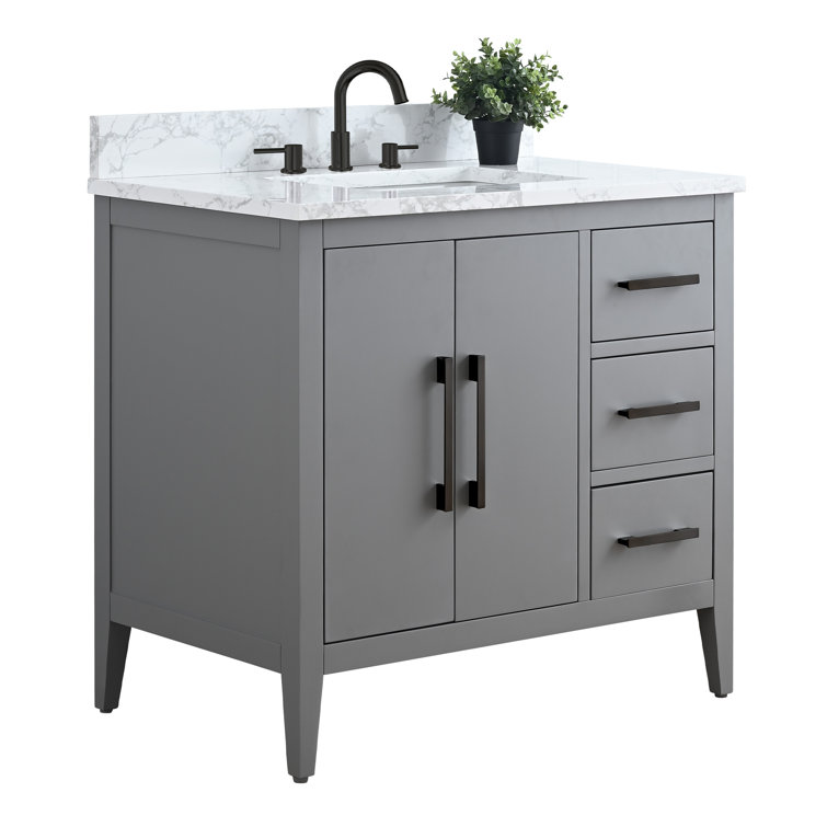 Cashmere Gray 36" Single Sink Bathroom Vanity with Marble Top