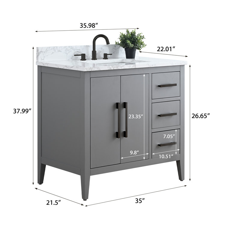 Cashmere Gray 36" Single Sink Bathroom Vanity with Marble Top