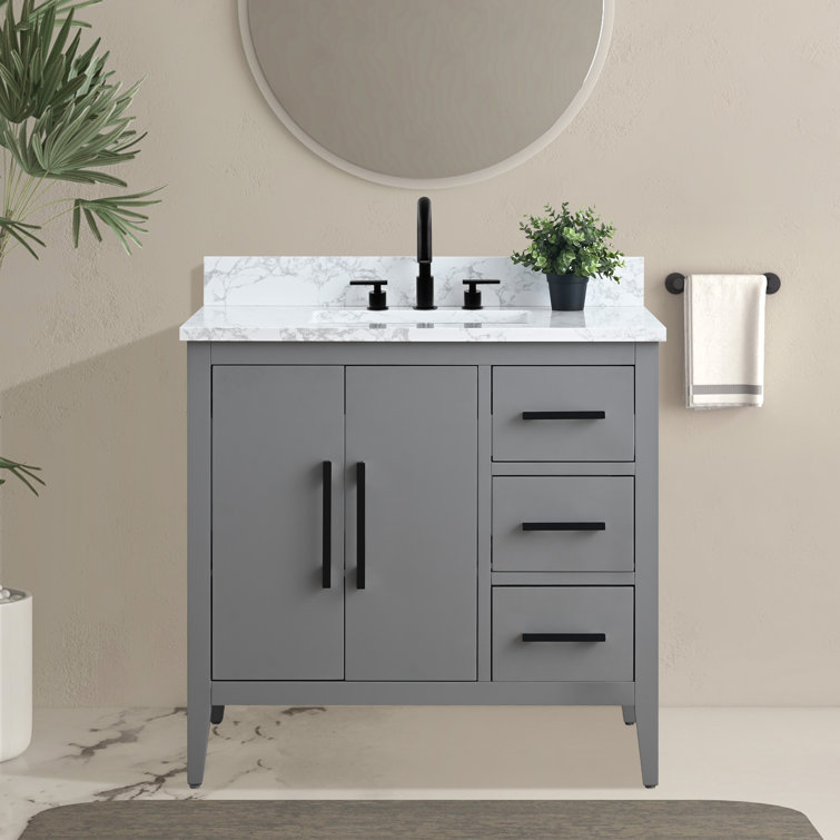 Cashmere Gray 36" Single Sink Bathroom Vanity with Marble Top