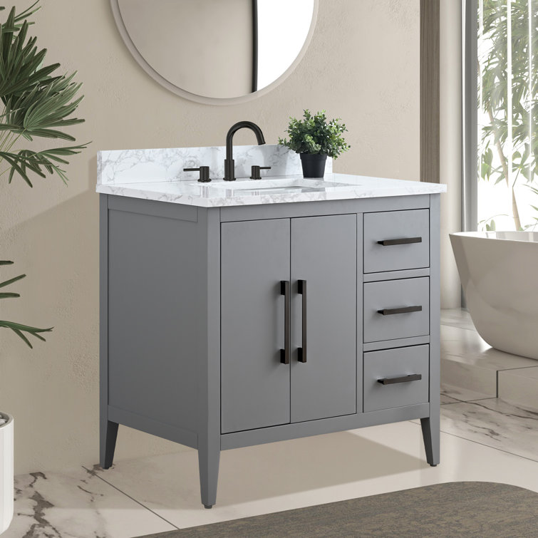 Cashmere Gray 36" Single Sink Bathroom Vanity with Marble Top