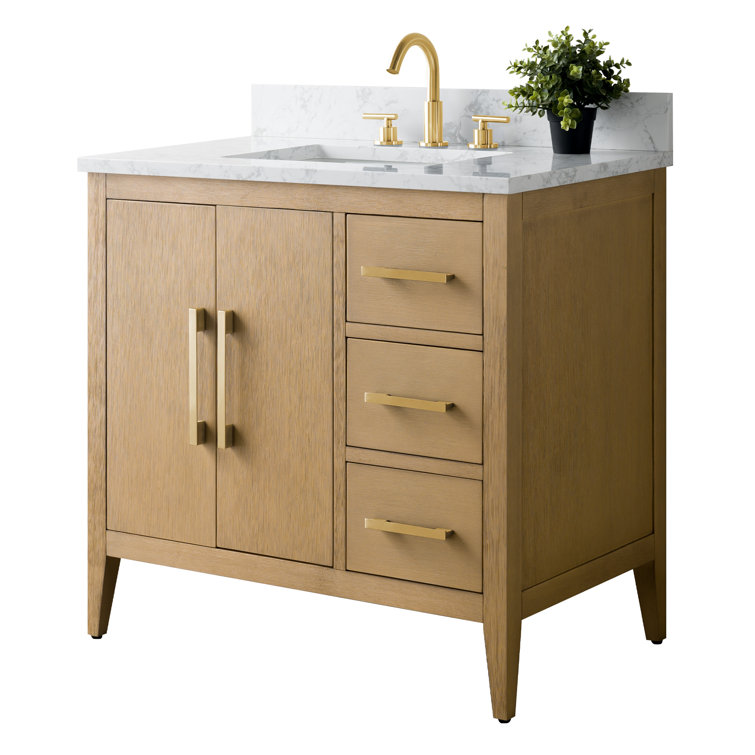 Natural Oak 36" Single Bathroom Vanity with Ceramic Sink