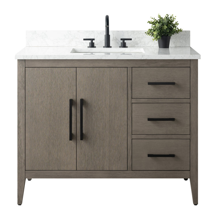 Driftwood Gray 42'' Single Bathroom Vanity with Marble Top