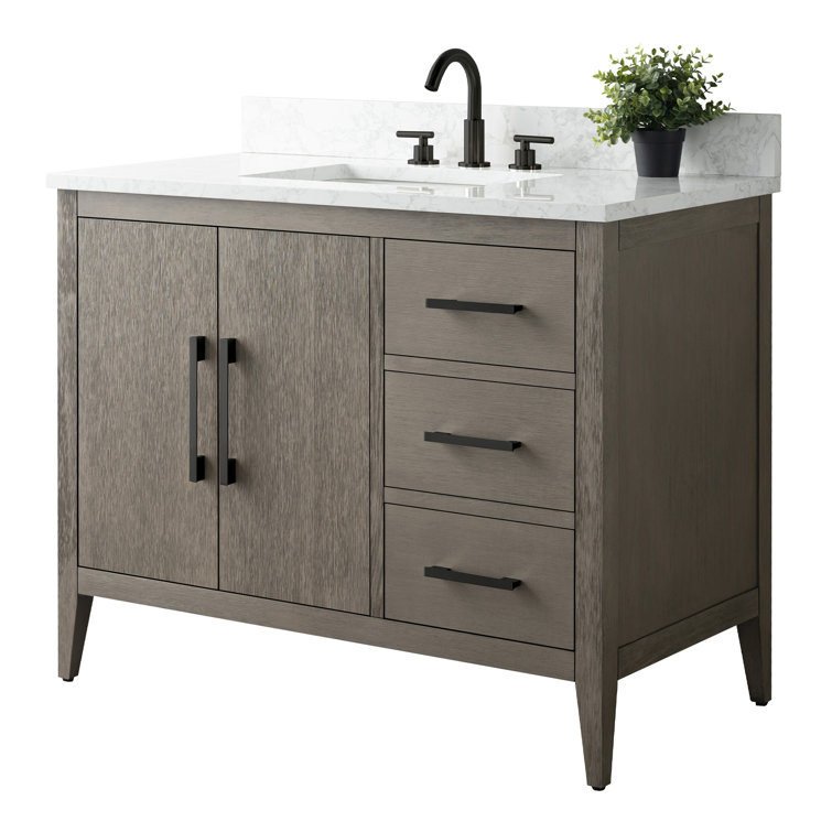 Driftwood Gray 42'' Single Bathroom Vanity with Marble Top