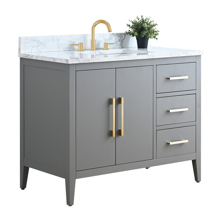 Cashmere Gray 42'' Single Bathroom Vanity with Engineered Marble Top