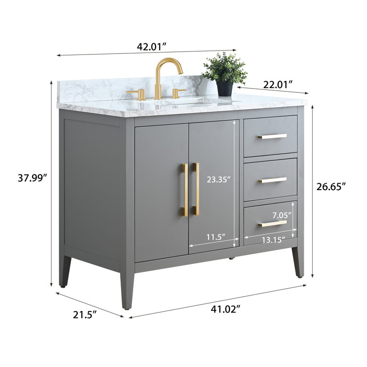 Cashmere Gray 42'' Single Bathroom Vanity with Engineered Marble Top