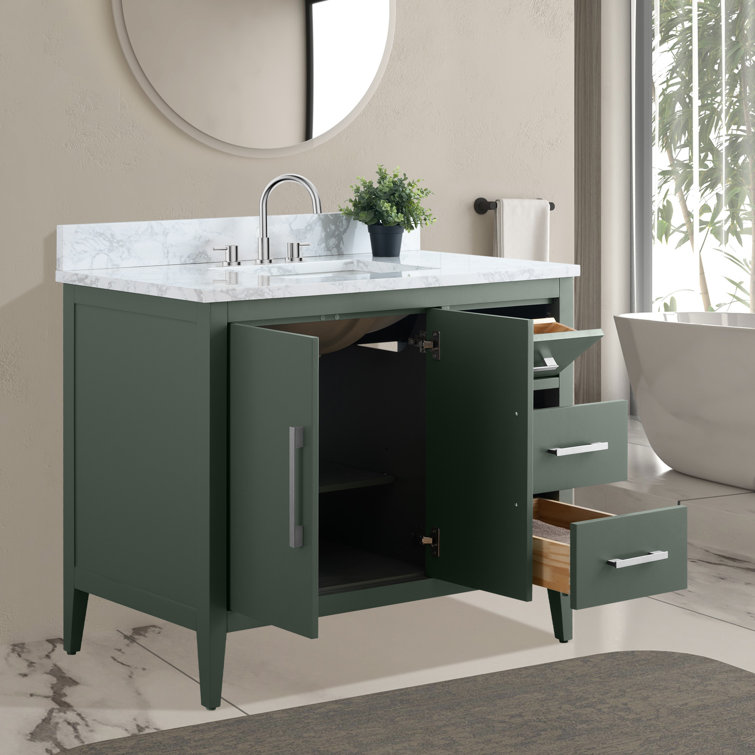 Vintage Green 42" Single Bathroom Vanity with Engineered Marble Top