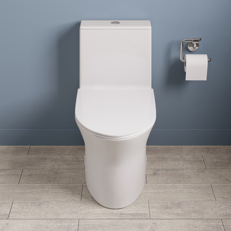 White Ceramic Elongated Dual Flush One-Piece Toilet