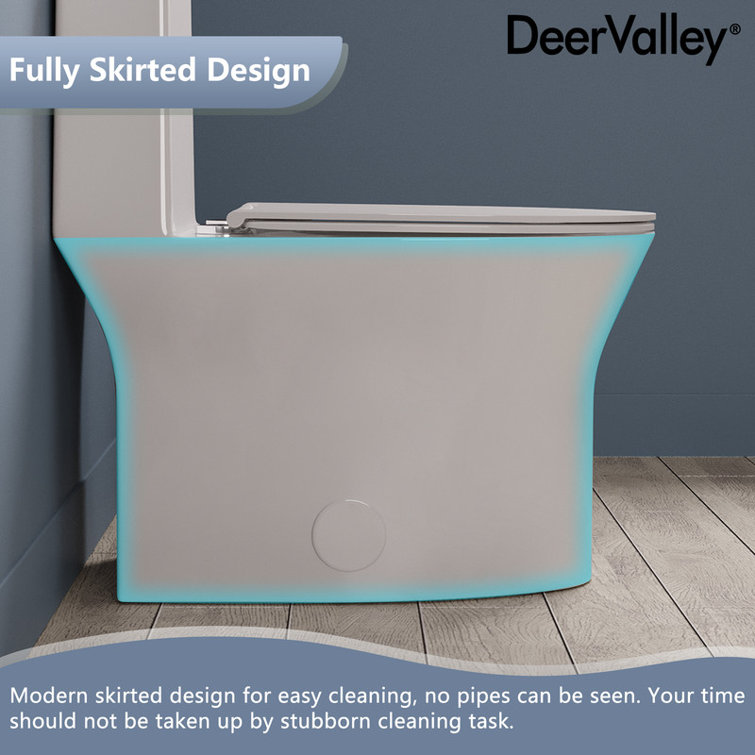 White Ceramic Elongated Dual Flush One-Piece Toilet