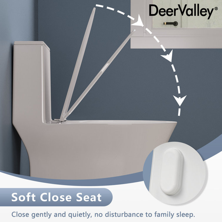 White Ceramic Elongated Dual Flush One-Piece Toilet