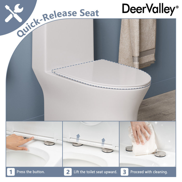 White Ceramic Elongated Dual Flush One-Piece Toilet