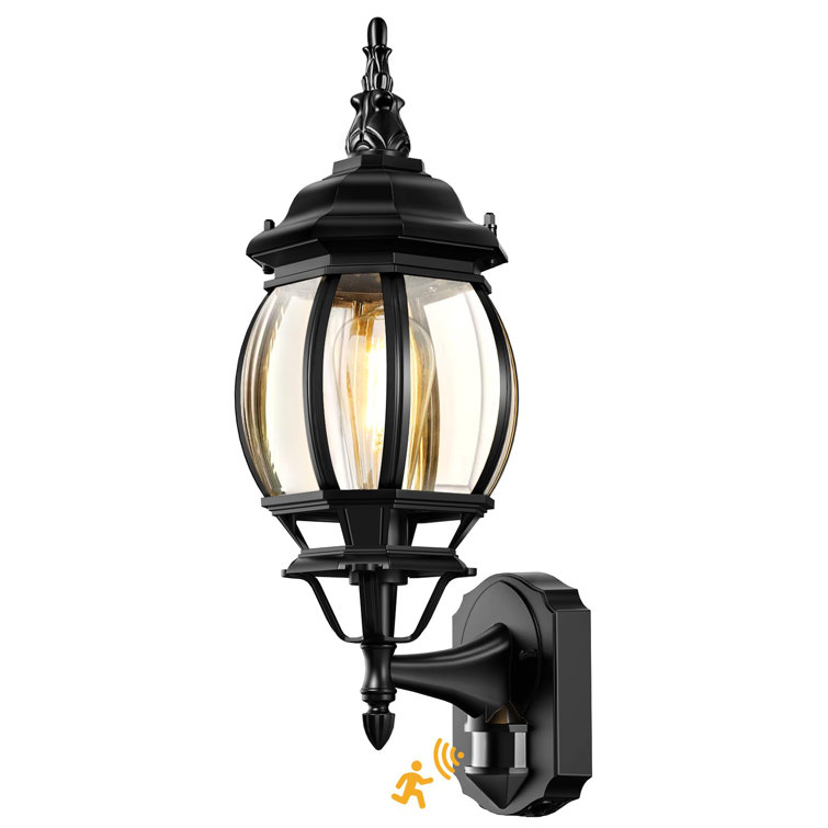 18" Black Aluminum Motion Sensor Outdoor Wall Light