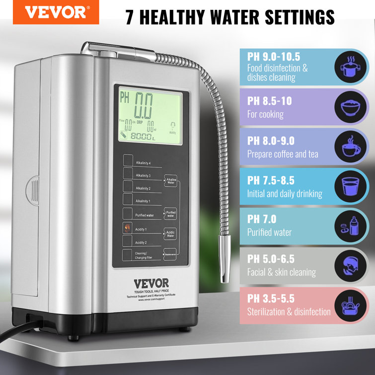 Compact Silver Alkaline Water Ionizer with LCD Display