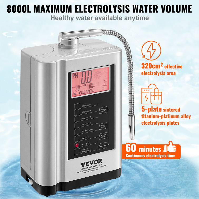 Silver Alkaline Water Ionizer Machine with LCD Display