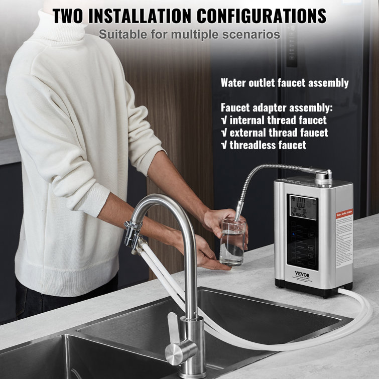Compact Silver Alkaline Water Ionizer with LCD Display