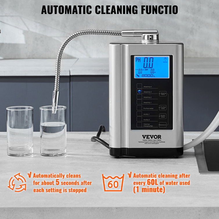 Compact Silver Alkaline Water Ionizer with LCD Display