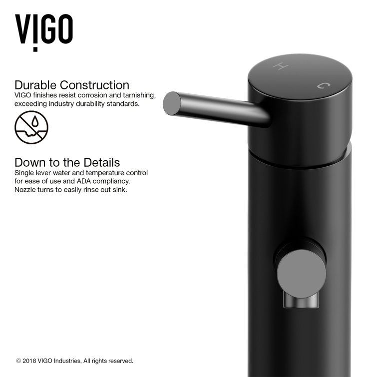 Matte Black Brass Single Hole Bathroom Faucet with Push Tilt Handle