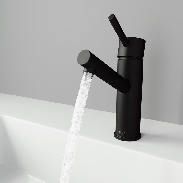 Matte Black Brass Single Hole Bathroom Faucet with Push Tilt Handle