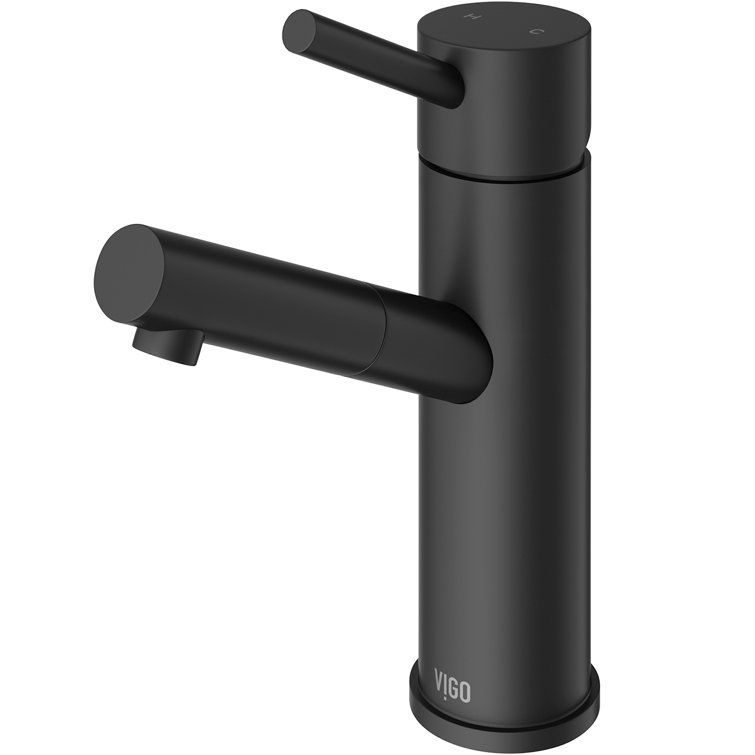 Matte Black Brass Single Hole Bathroom Faucet with Push Tilt Handle