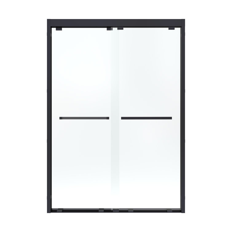 60" Matte Black Semi-Frameless Sliding Shower Door with Clear Glass