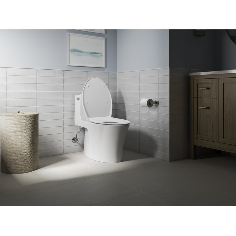 White Thermoset Plastic Quiet-Close Elongated Toilet Seat