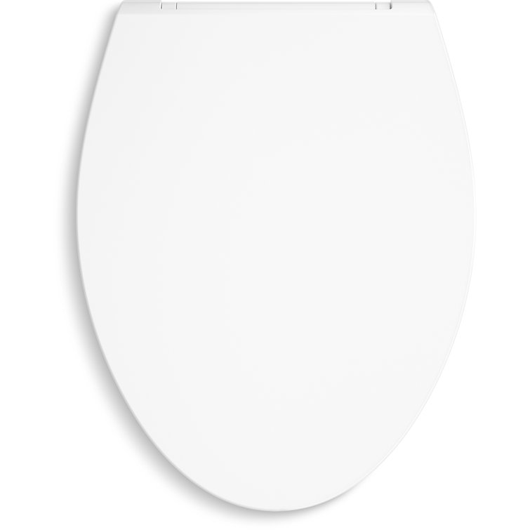 White Thermoset Plastic Quiet-Close Elongated Toilet Seat