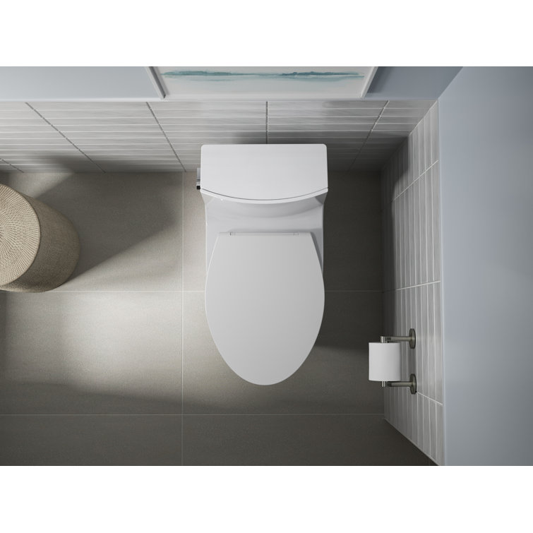 White Thermoset Plastic Quiet-Close Elongated Toilet Seat