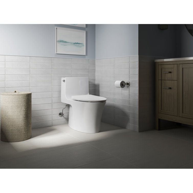 White Thermoset Plastic Quiet-Close Elongated Toilet Seat